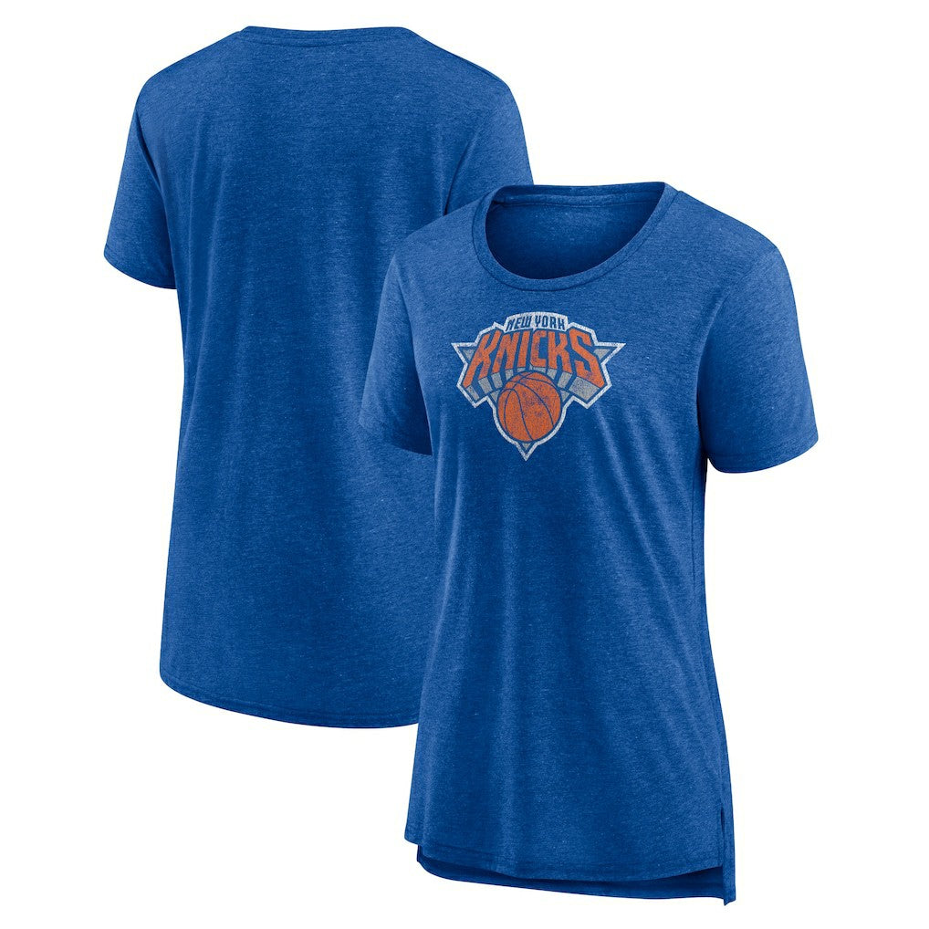 NBA - New York Knicks Women's Distressed Logo Tri-Blend T-Shirt - Heather Blue