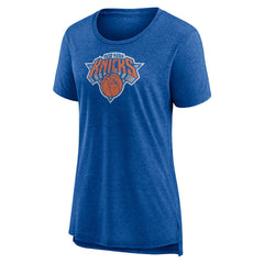 NBA - New York Knicks Women's Distressed Logo Tri-Blend T-Shirt - Heather Blue