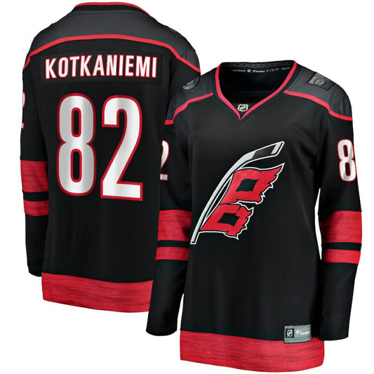 Jesperi Kotkaniemi Carolina Hurricanes Fanatics Women's Home Breakaway Player Jersey - Black | NHL Jerseys
