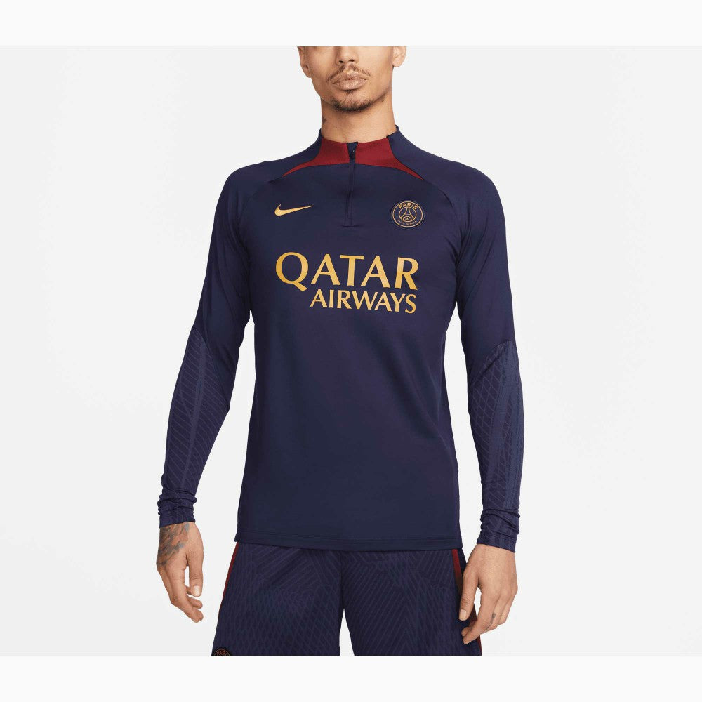 Nike Paris Saint-Germain 2023/24 Strike Drill Performance Raglan Quarter-Zip Long Sleeve Top - Navy