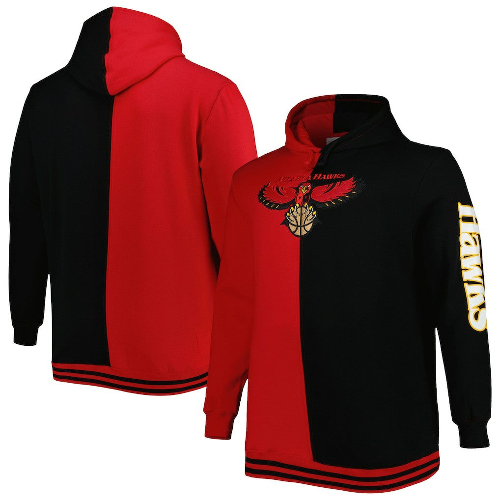 Mitchell & Ness - Atlanta Hawks Hardwood Classics Big & Tall Hardwood Classics Split Pullover Hoodie - Red/Black