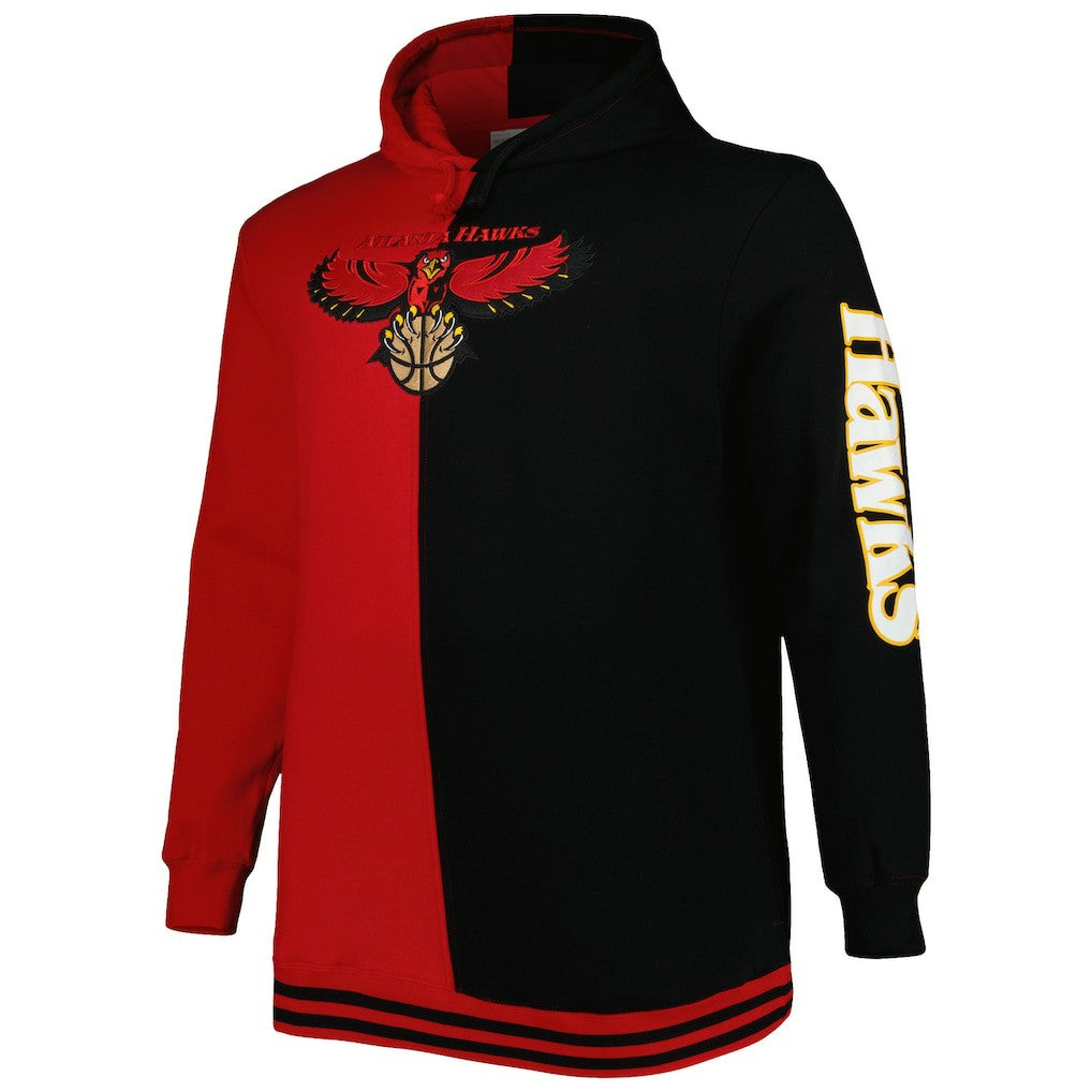 Mitchell & Ness - Atlanta Hawks Hardwood Classics Big & Tall Hardwood Classics Split Pullover Hoodie - Red/Black