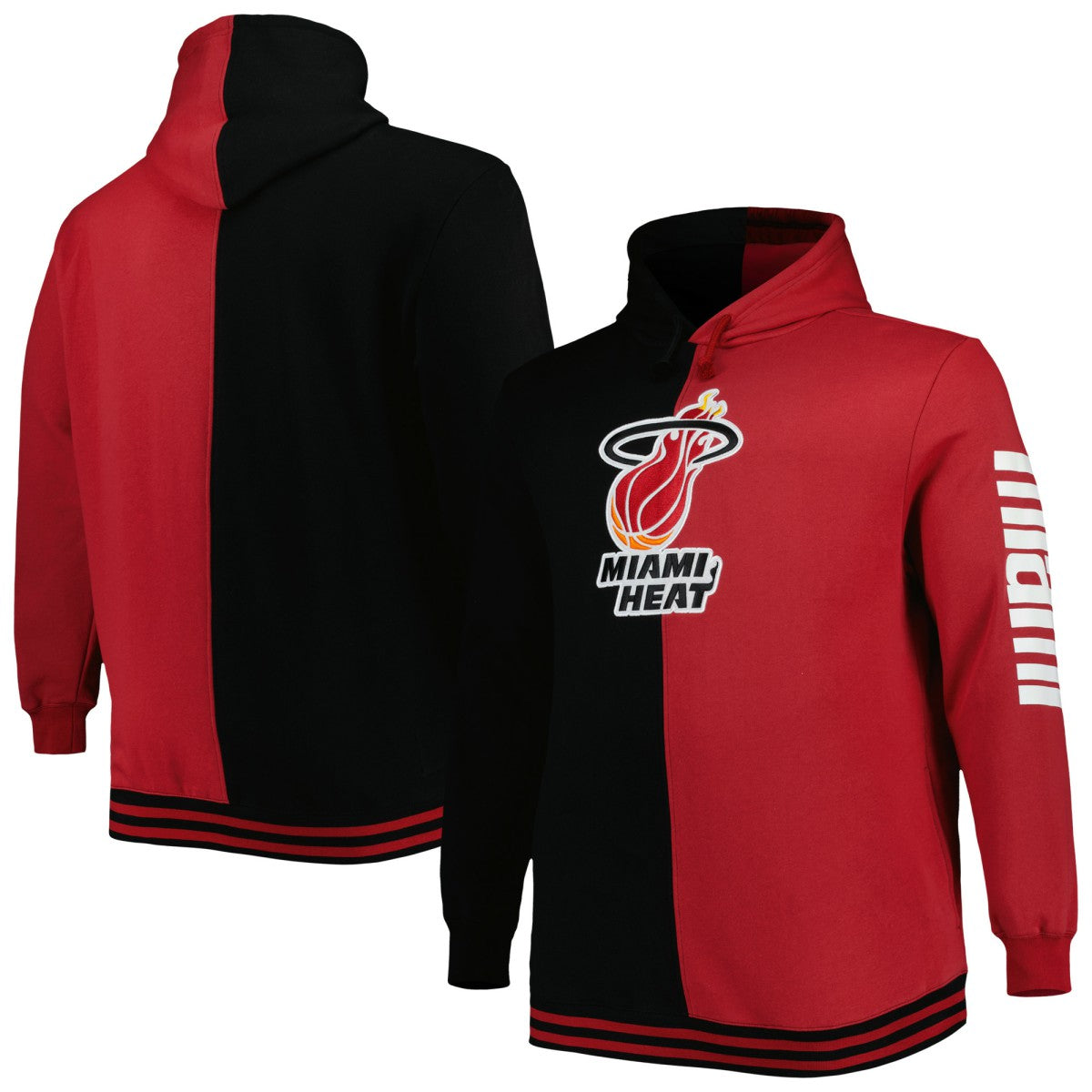 Mitchell & Ness - Miami Heat Hardwood Classics Big & Tall Hardwood Classics Split Pullover Hoodie - Black/Red