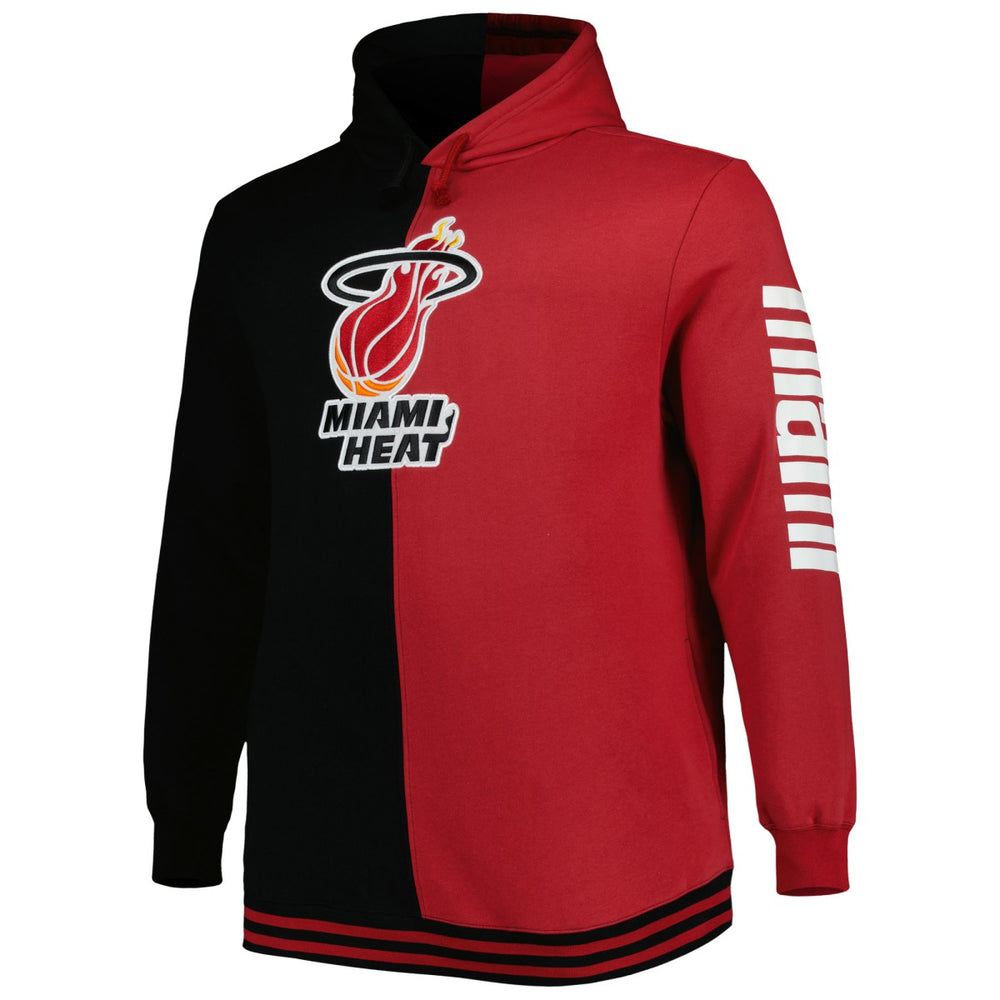 Mitchell & Ness - Miami Heat Hardwood Classics Big & Tall Hardwood Classics Split Pullover Hoodie - Black/Red