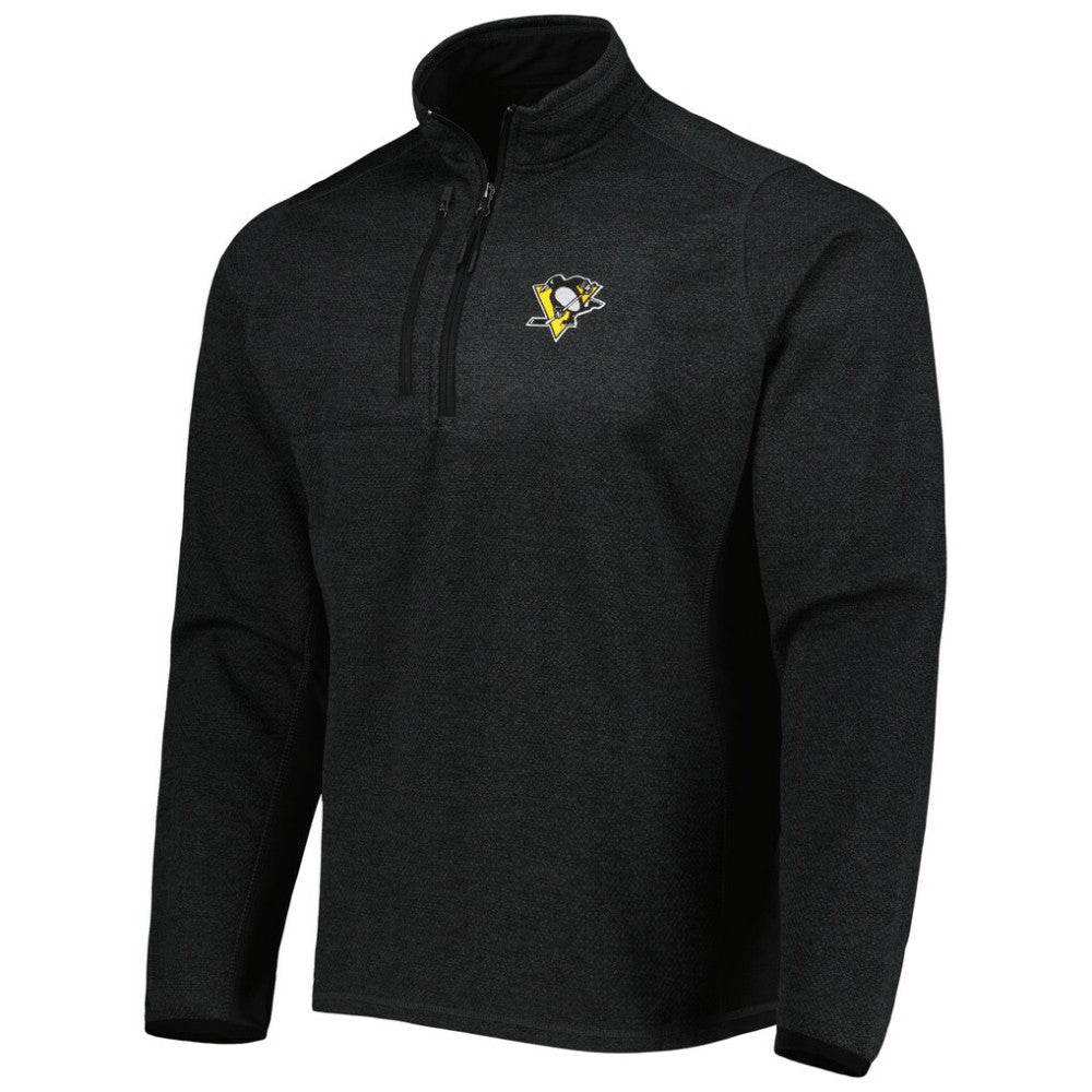 Pittsburgh Penguins Antigua Course Quarter-Zip Jacket Heathered Black
