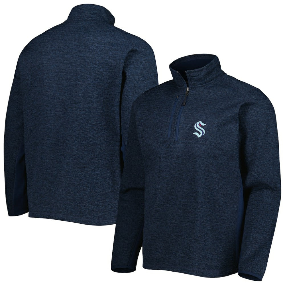 Seattle Kraken Antigua Course Quarter-Zip Jacket Heathered Deep Sea Blue