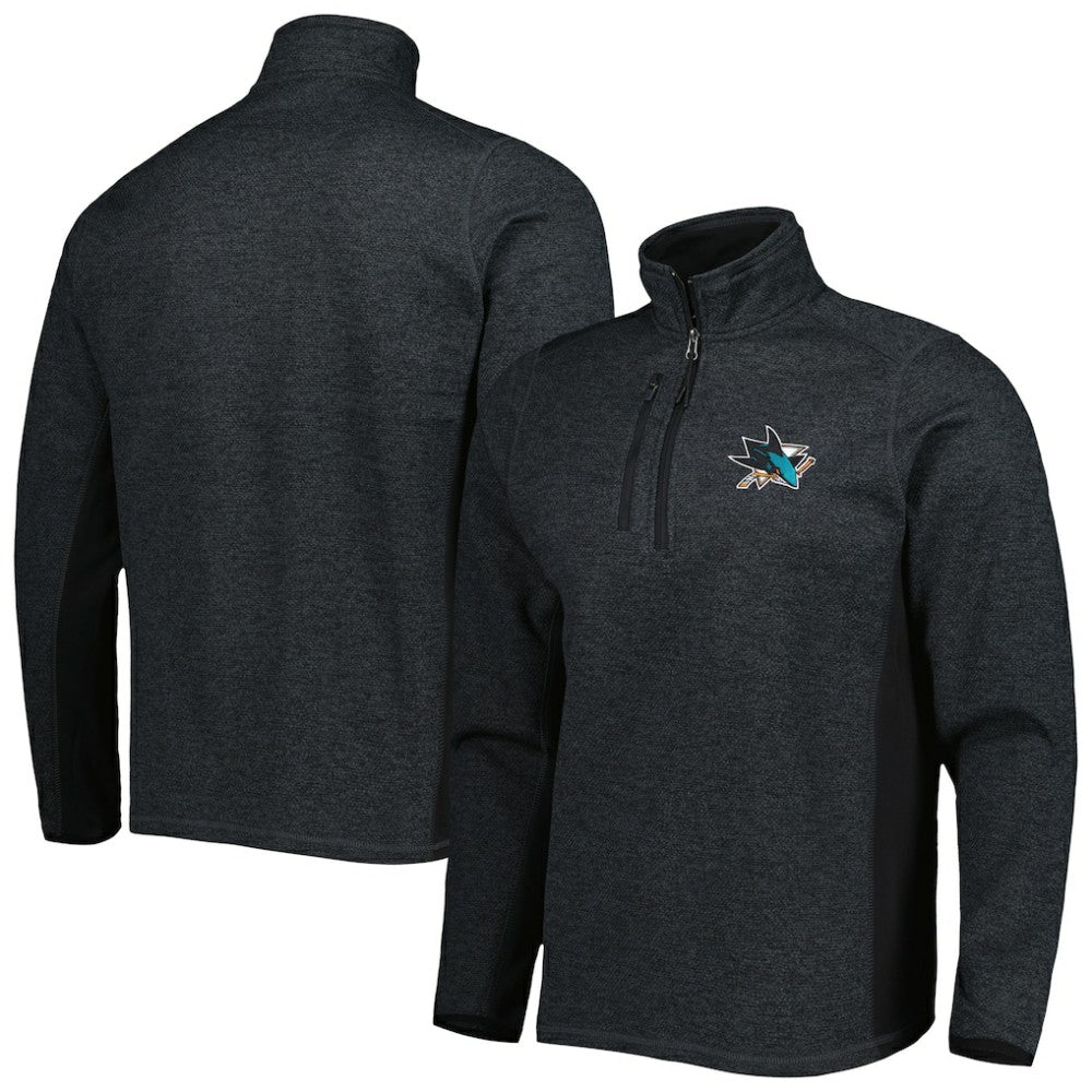 San Jose Sharks - Antigua Course Quarter-Zip Jacket Heathered Black
