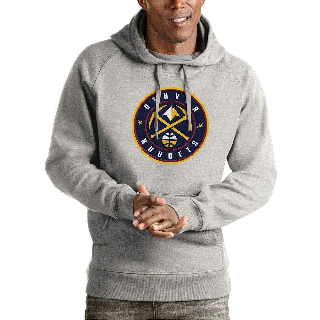 NBA - Denver Nuggets Antigua Team Logo Victory Pullover Hoodie - Heather Gray