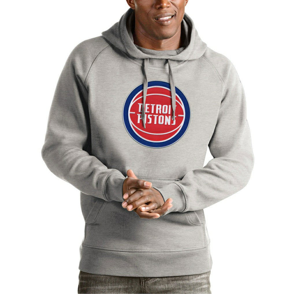 NBA - Detroit Pistons Antigua Team Logo Victory Pullover Hoodie - Heather Gray