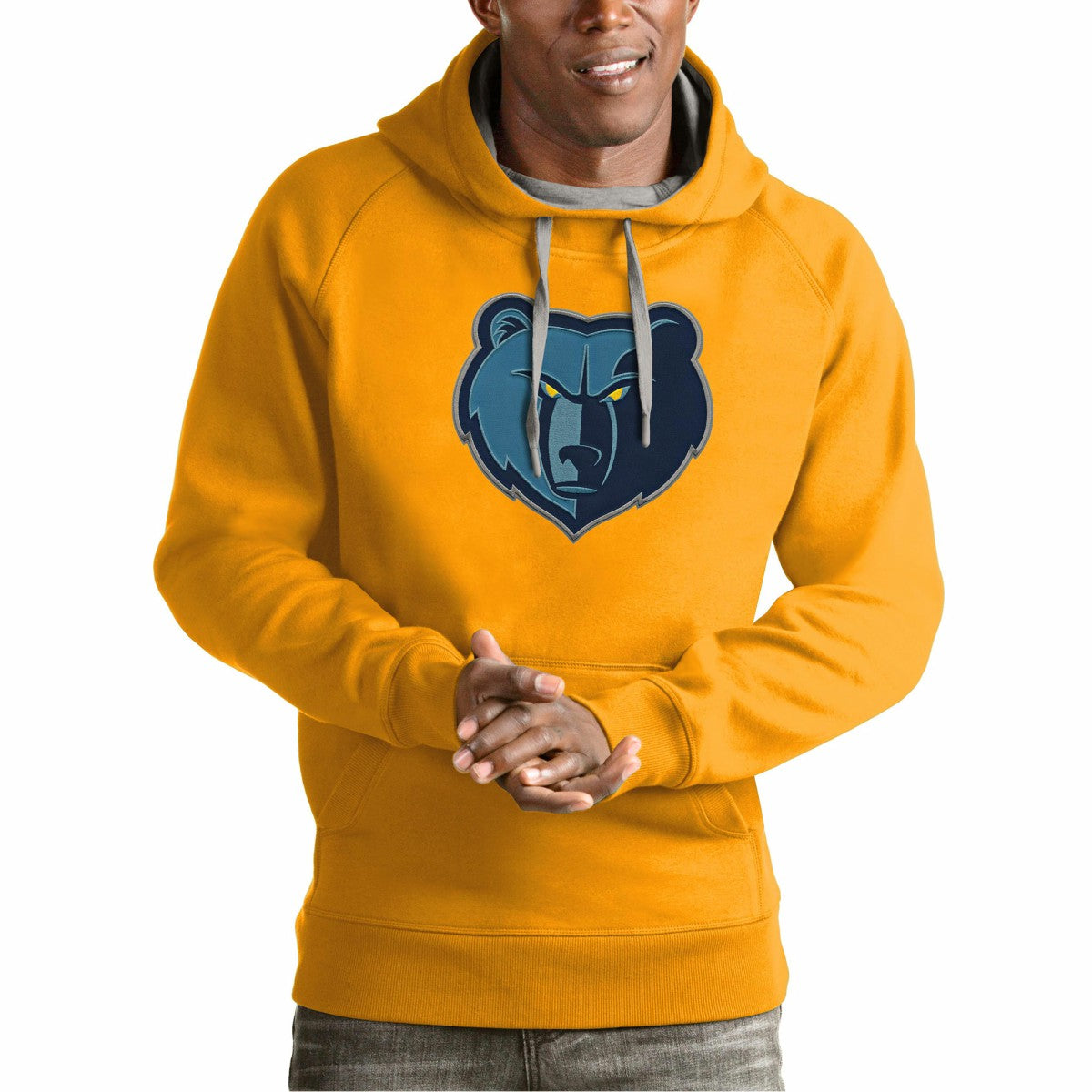 NBA - Memphis Grizzlies Antigua Team Logo Victory Pullover Hoodie - Gold