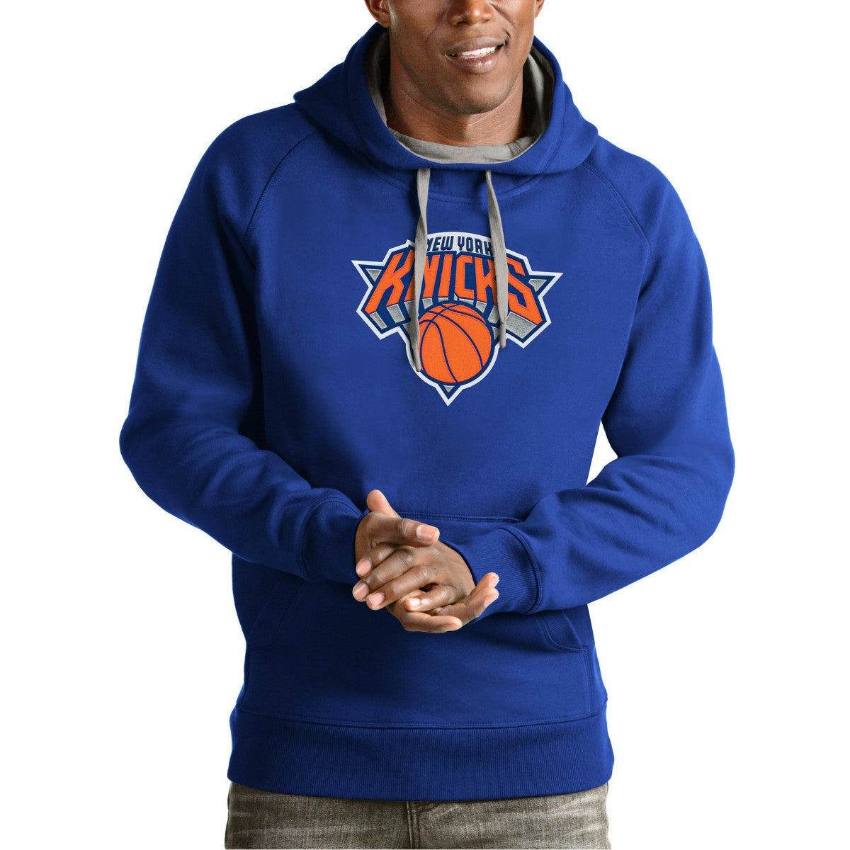 NBA - New York Knicks Antigua Team Logo Victory Pullover Hoodie - Royal