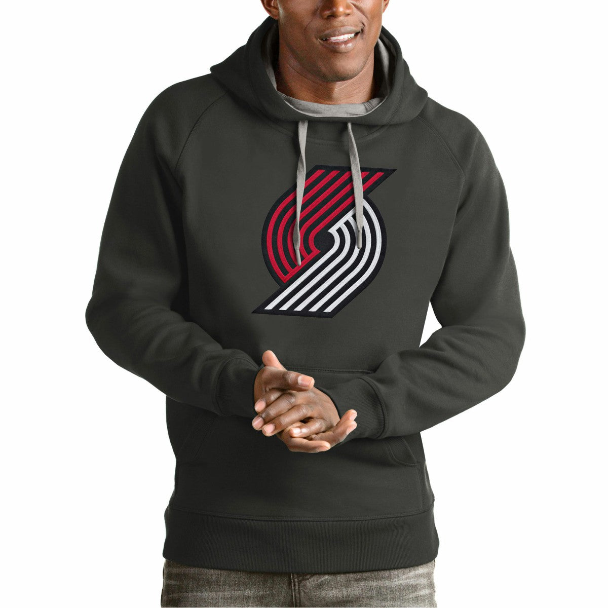 NBA - Portland Trail Blazers Antigua Team Logo Victory Pullover Hoodie - Charcoal