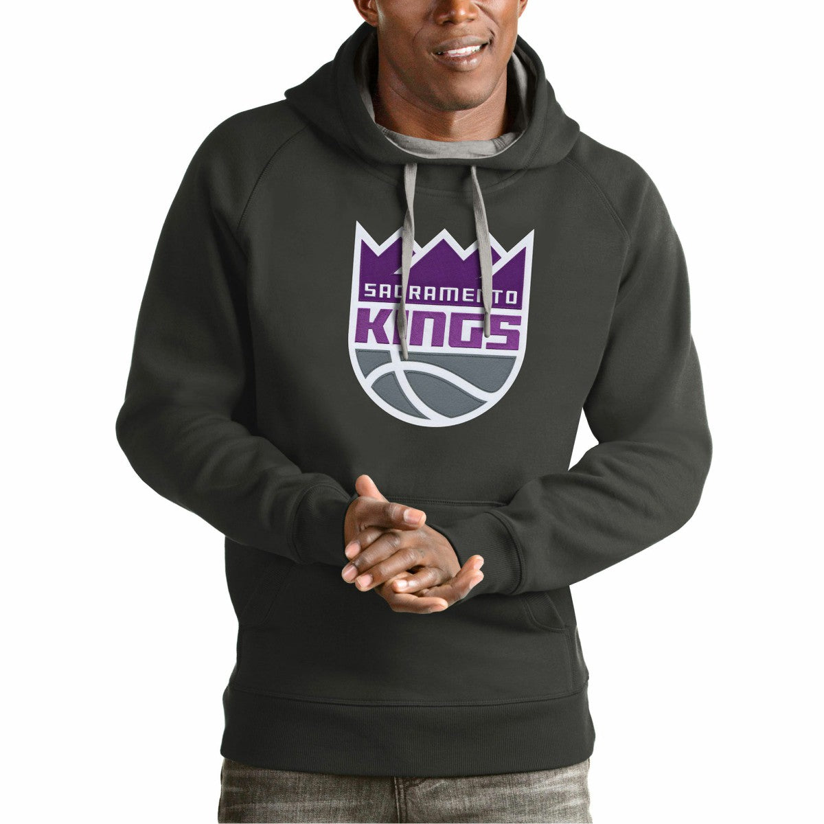 NBA - Sacramento Kings Antigua Team Logo Victory Pullover Hoodie - Charcoal