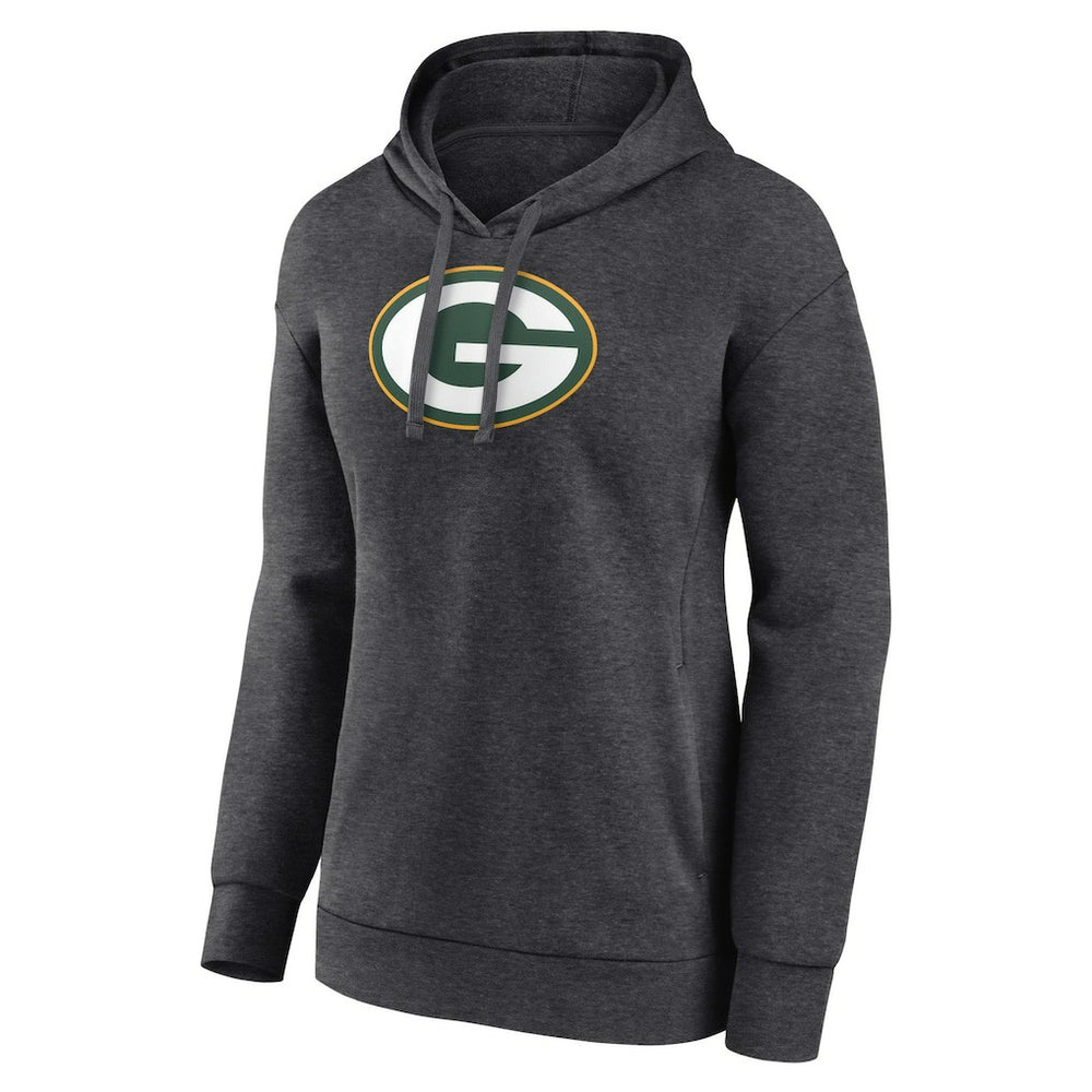 Green Bay Packers Women's Primary Logo Pullover Hoodie Charcoal - NFL
