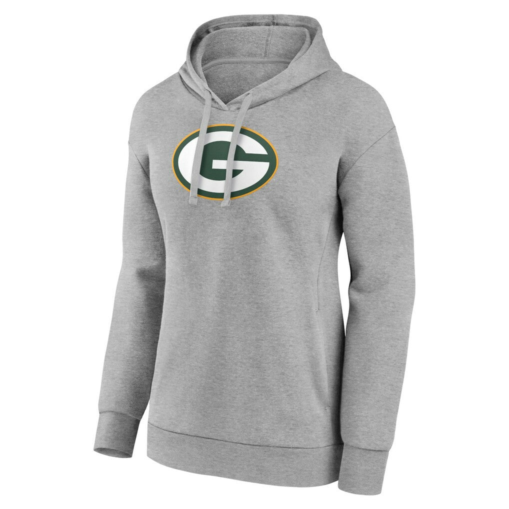 Green Bay Packers Women's Primary Logo Pullover Hoodie Gray - NFL
