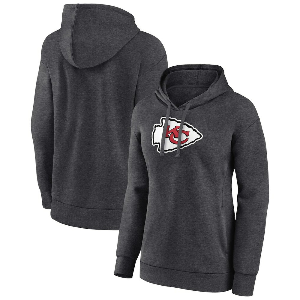 Kansas City Chiefs Women's Primary Logo Pullover Hoodie Charcoal - NFL