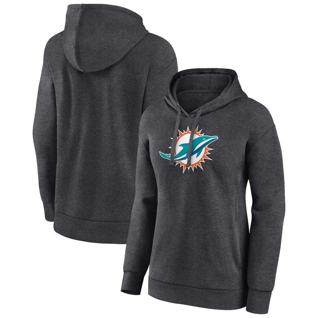Miami Dolphins Women's Primary Logo Pullover Hoodie Charcoal - NFL