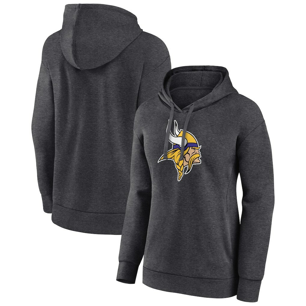 Minnesota Vikings Women's Primary Logo Pullover Hoodie Charcoal - NFL