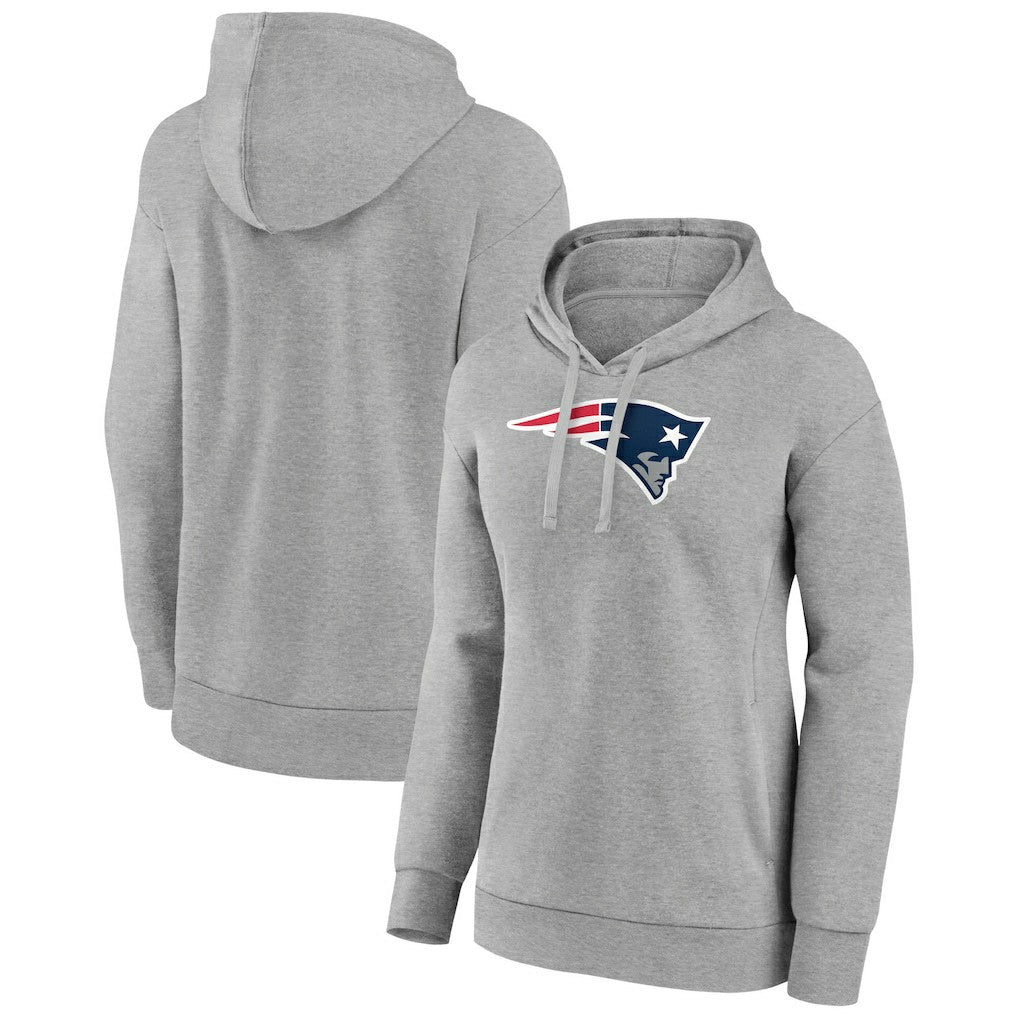 New England Patriots Women's Primary Logo Pullover Hoodie Gray - NFL