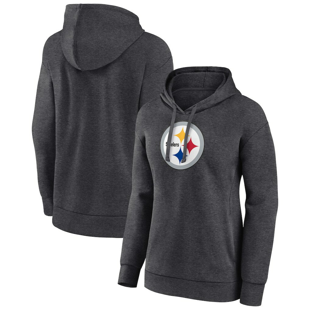 Pittsburgh Steelers Women's Primary Logo Pullover Hoodie Charcoal - NFL