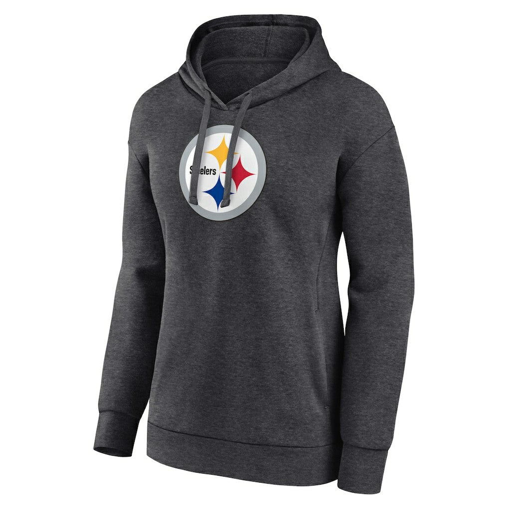 Pittsburgh Steelers Women's Primary Logo Pullover Hoodie Charcoal - NFL