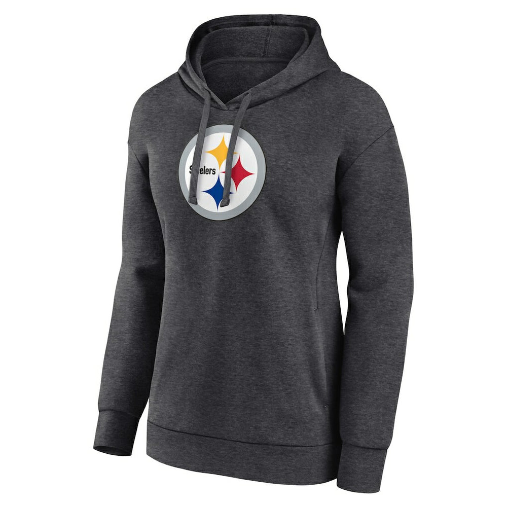 Pittsburgh Steelers Women's Primary Logo Pullover Hoodie Charcoal - NFL
