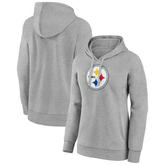Pittsburgh Steelers Women's Primary Logo Pullover Hoodie Gray - NFL