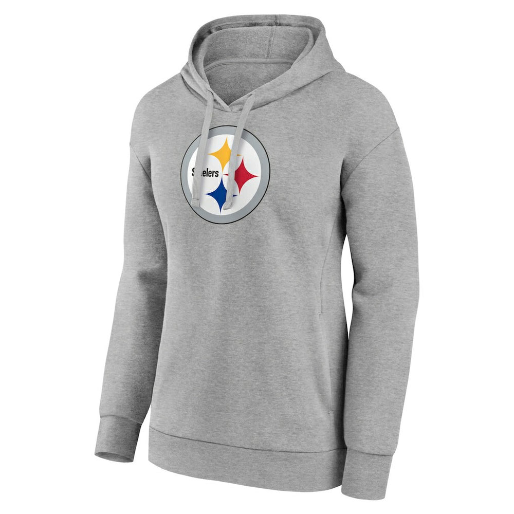 Pittsburgh Steelers Women's Primary Logo Pullover Hoodie Gray - NFL