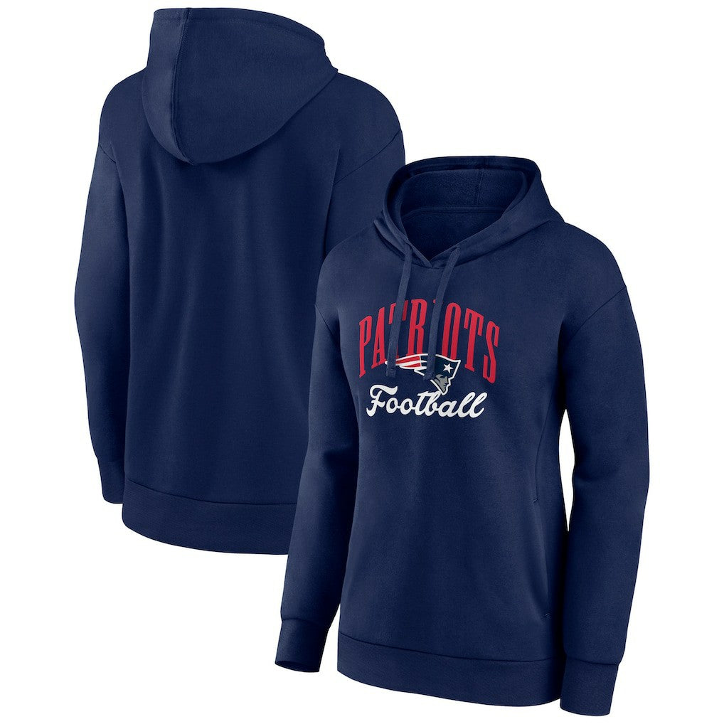 New England Patriots Women's Victory Script Pullover Hoodie Navy - NFL