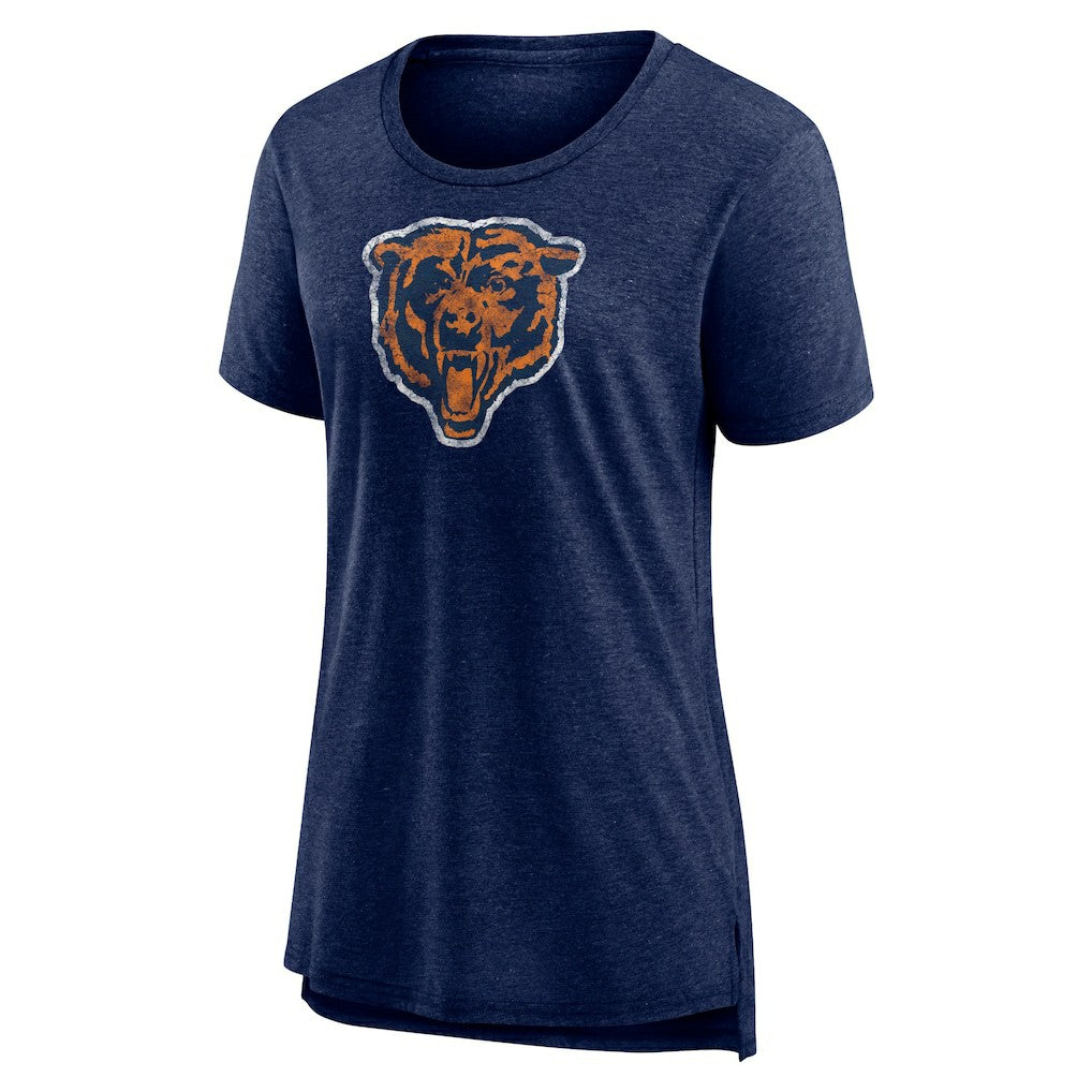 Chicago Bears Women's Throwback Team Logo Tri-Blend T-Shirt Heather Navy - NFL