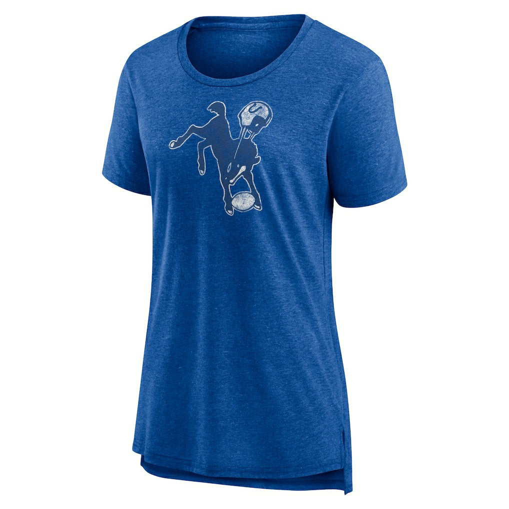 Indianapolis Colts Women's Throwback Team Logo Tri-Blend T-Shirt Heather Royal - NFL