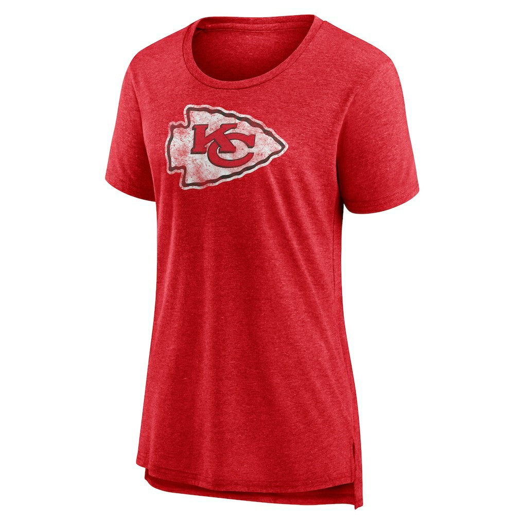Kansas City Chiefs Women's Throwback Team Logo Tri-Blend T-Shirt Heather Red - NFL