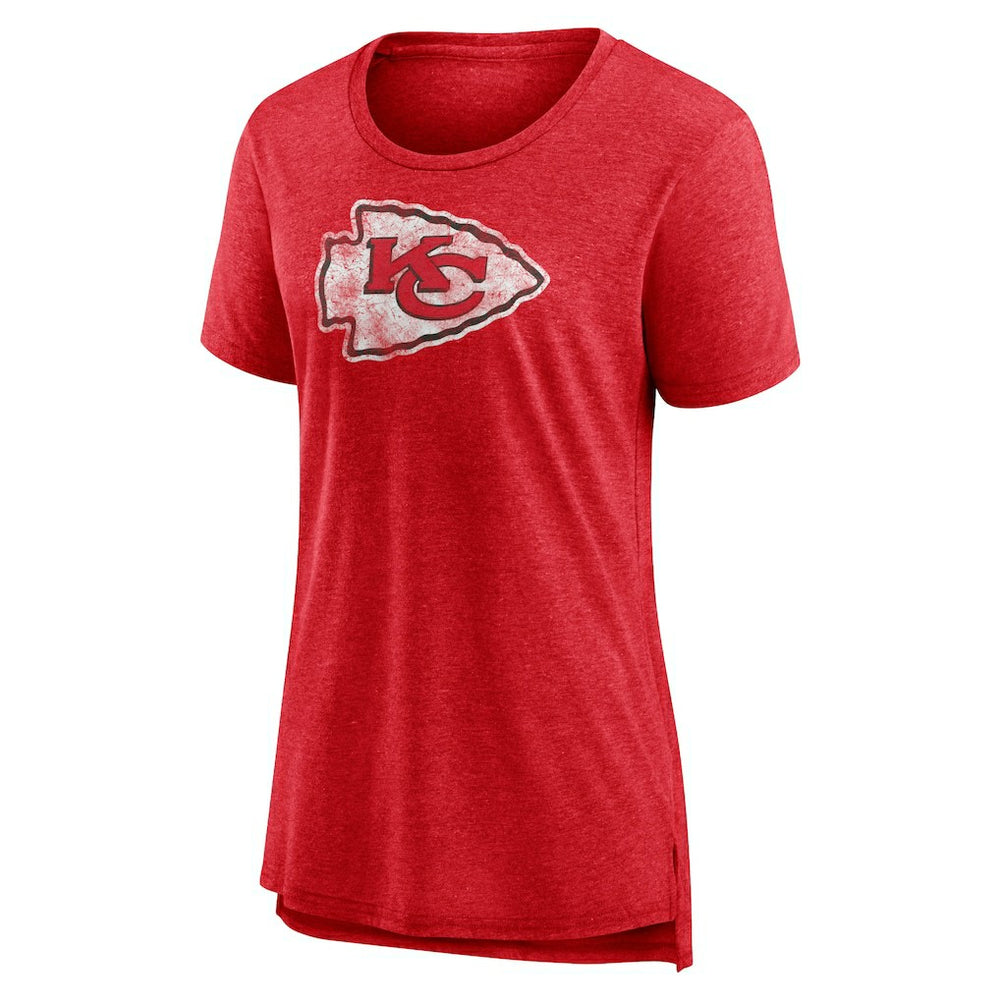 Kansas City Chiefs Women's Throwback Team Logo Tri-Blend T-Shirt Heather Red - NFL