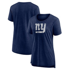 New York Giants Women's Throwback Team Logo Tri-Blend T-Shirt Heather Navy - NFL