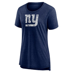 New York Giants Women's Throwback Team Logo Tri-Blend T-Shirt Heather Navy - NFL