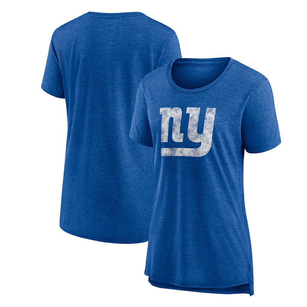 New York Giants Women's Throwback Team Logo Tri-Blend T-Shirt Heather Royal - NFL