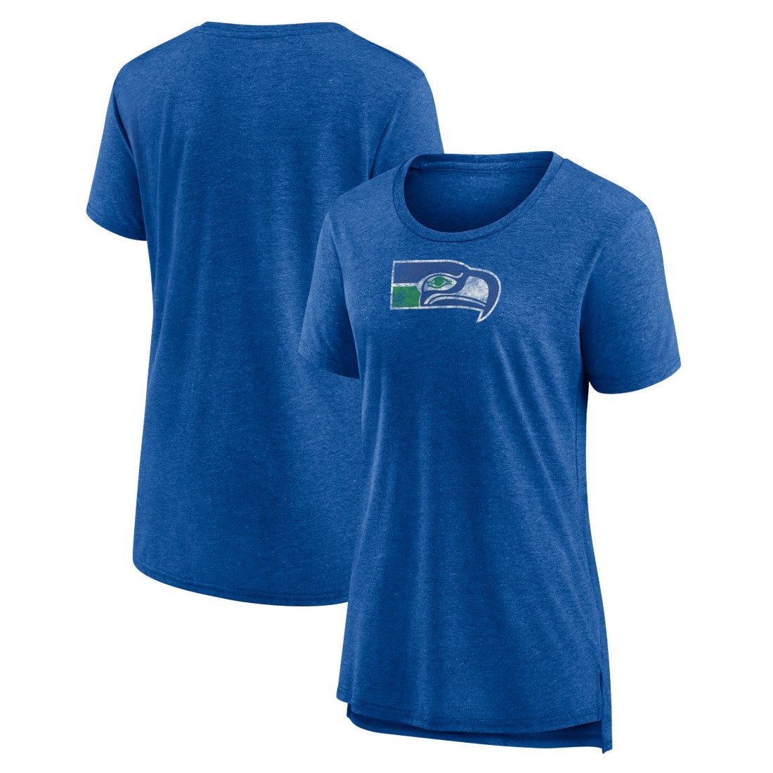 Seattle Seahawks Women's Throwback Team Logo Tri-Blend T-Shirt Heather Royal - NFL