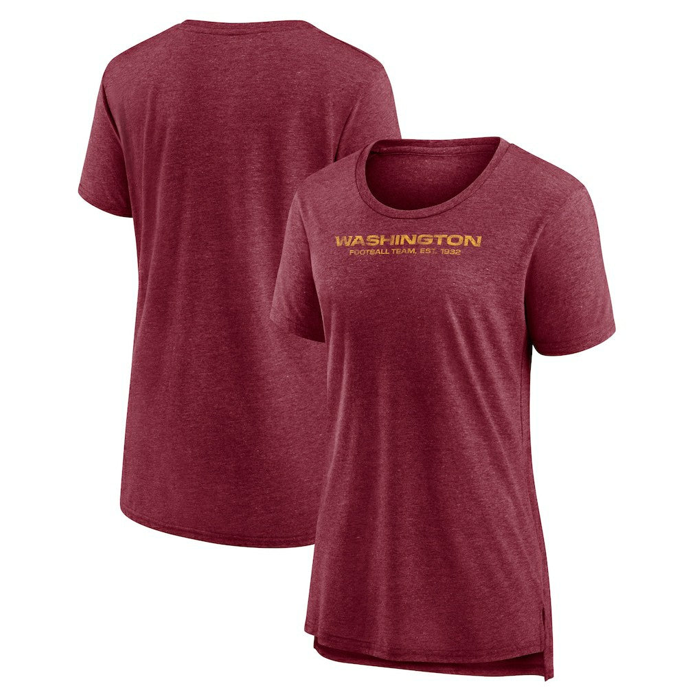 Washington Commanders Women's Throwback Team Logo Tri-Blend T-Shirt Heather Burgundy - NFL