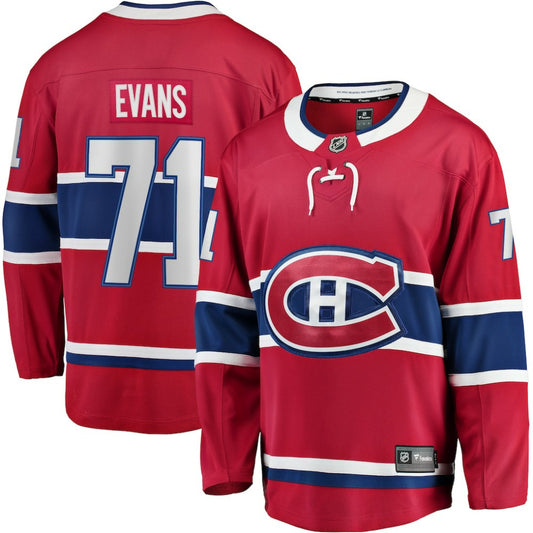 Jake Evans Montreal Canadiens Fanatics Home Breakaway Player Jersey - Red | NHL Jerseys