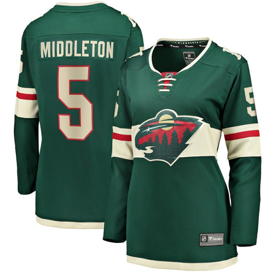 Jake Middleton Minnesota Wild Fanatics Women's Home Breakaway Player Jersey - Green | NHL Jerseys