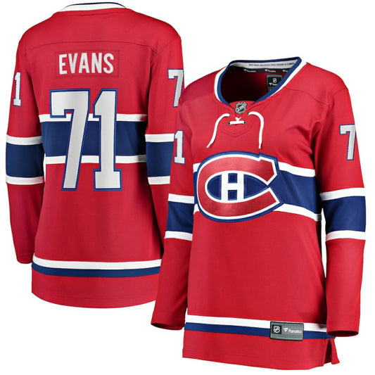 Jake Evans Montreal Canadiens Fanatics Women's Home Breakaway Player Jersey - Red | NHL Jerseys