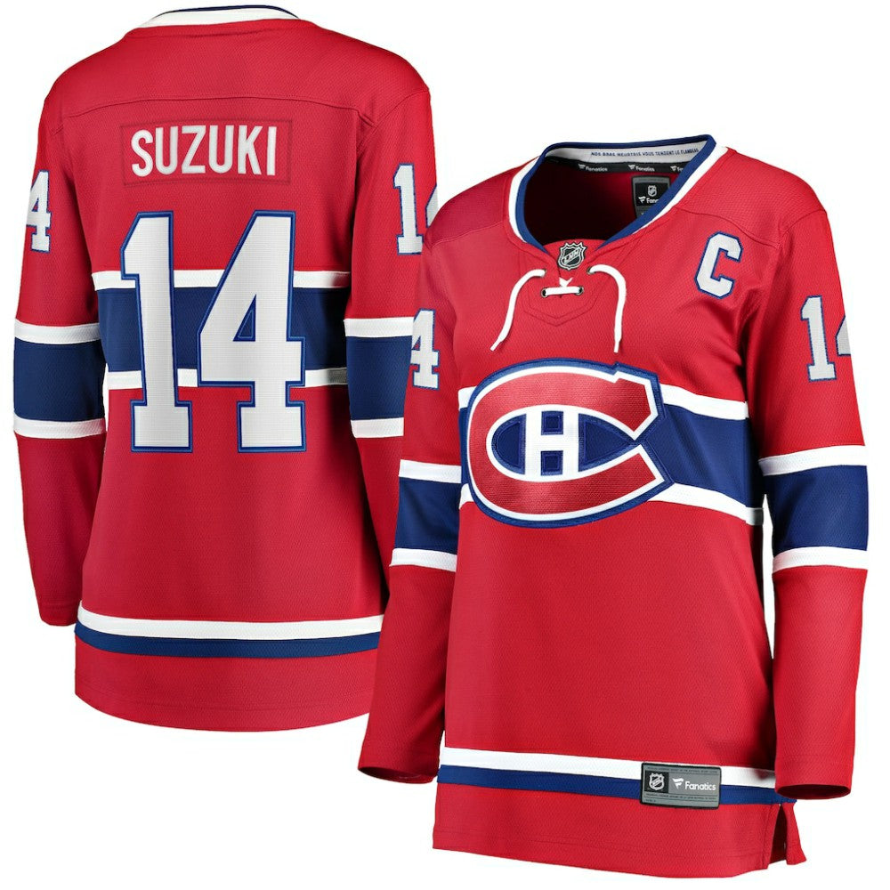 Nick Suzuki Montreal Canadiens - Fanatics Women's Home Captain Patch Breakaway Player Jersey Red
