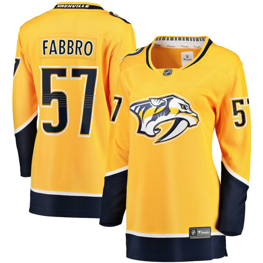 Dante Fabbro Nashville Predators Fanatics Women's Home Breakaway Player Jersey - Gold | NHL Jerseys