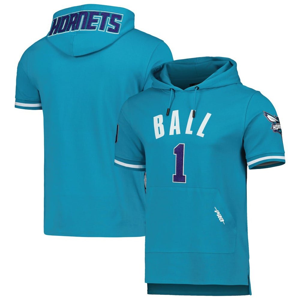 NBA - LaMelo Ball Charlotte Hornets Pro Standard Name & Number Short Sleeve Pullover Hoodie - Teal