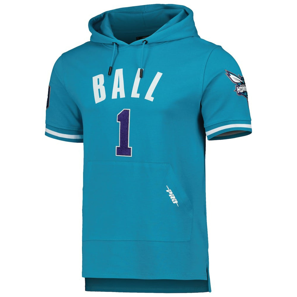 NBA - LaMelo Ball Charlotte Hornets Pro Standard Name & Number Short Sleeve Pullover Hoodie - Teal
