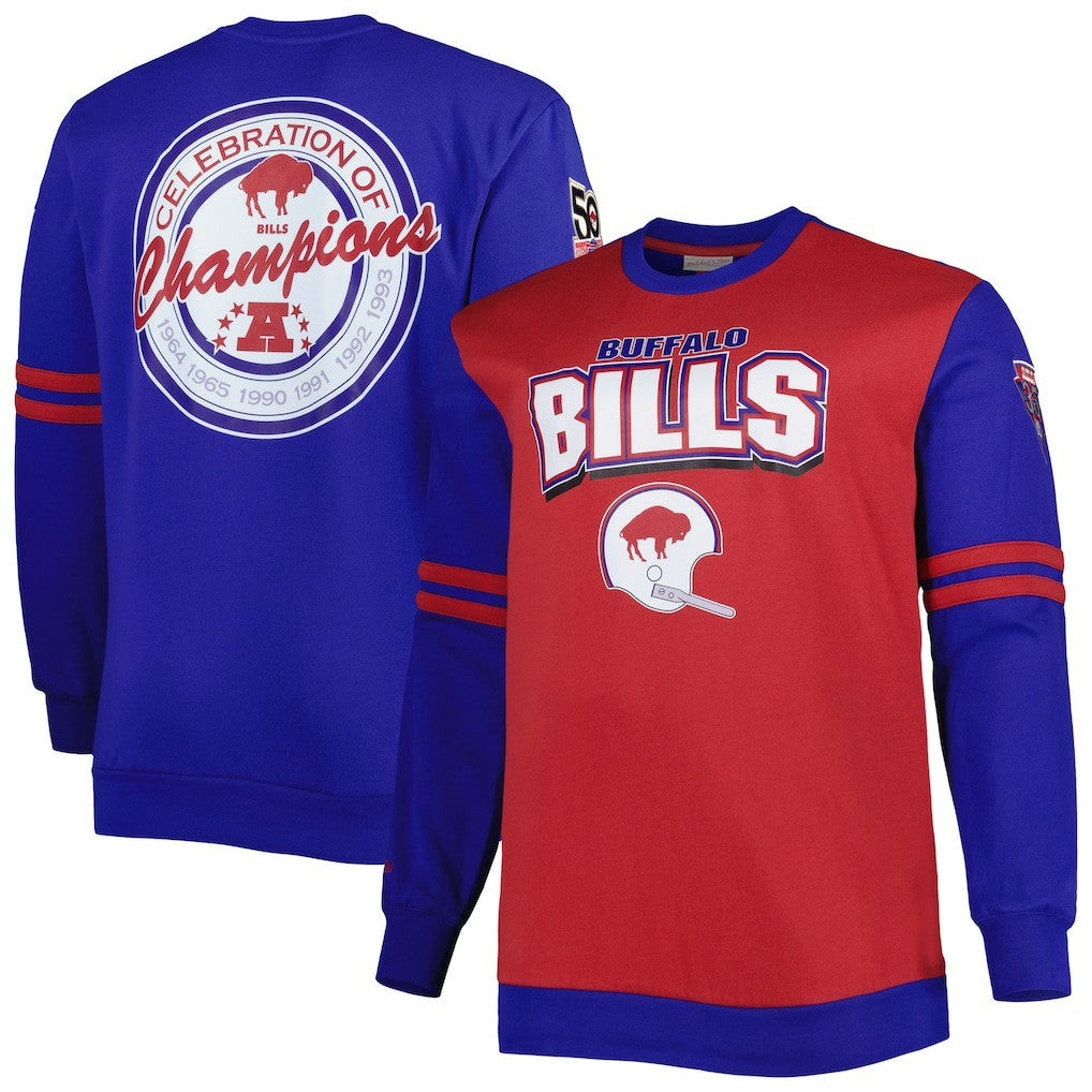 Buffalo Bills Big & Tall Celebration of Champions Pullover Sweatshirt Red/Royal - Mitchell & Ness