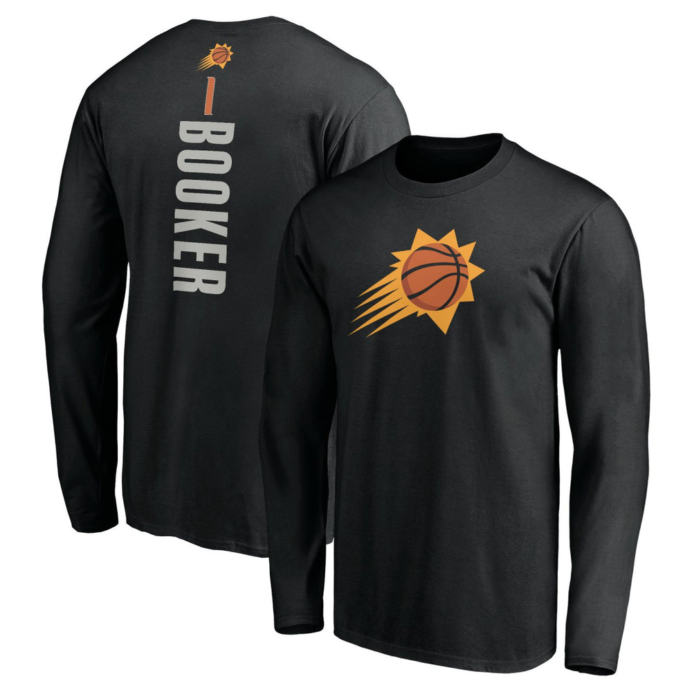 NBA - Devin Booker Phoenix Suns Playmaker Name & Number Long Sleeve T-Shirt - Black