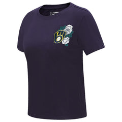 Milwaukee Brewers Pro Standard Women's Roses Fitted T-Shirt Clearance
