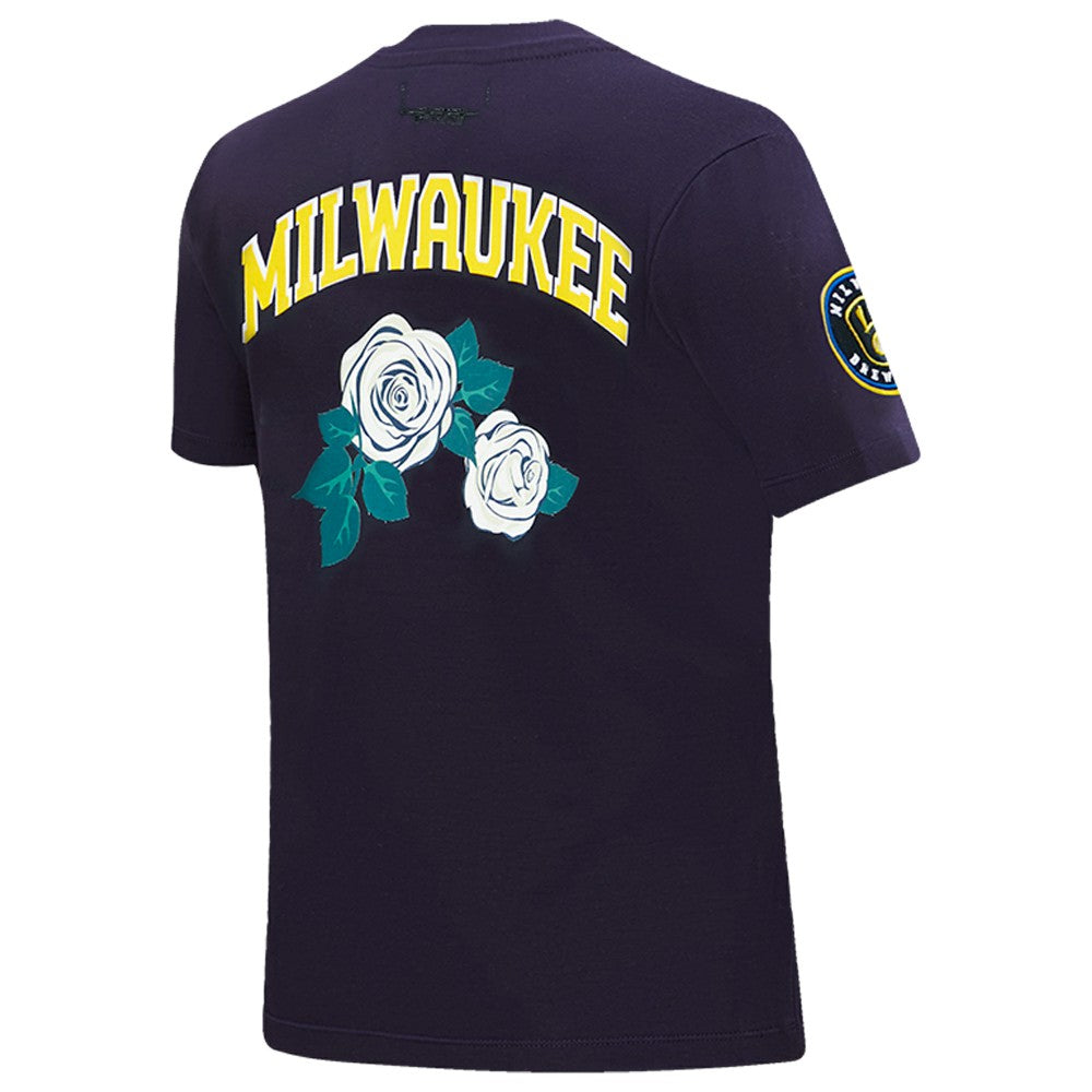 Milwaukee Brewers Pro Standard Women's Roses Fitted T-Shirt Clearance