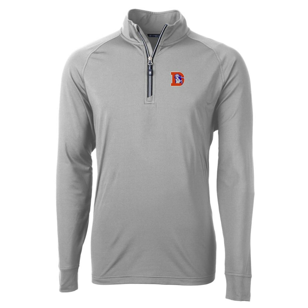 Denver Broncos Cutter & Buck Adapt Eco Knit Stretch Recycled Big & Tall Quarter-Zip Throwback Pullover Top Gray - NFL
